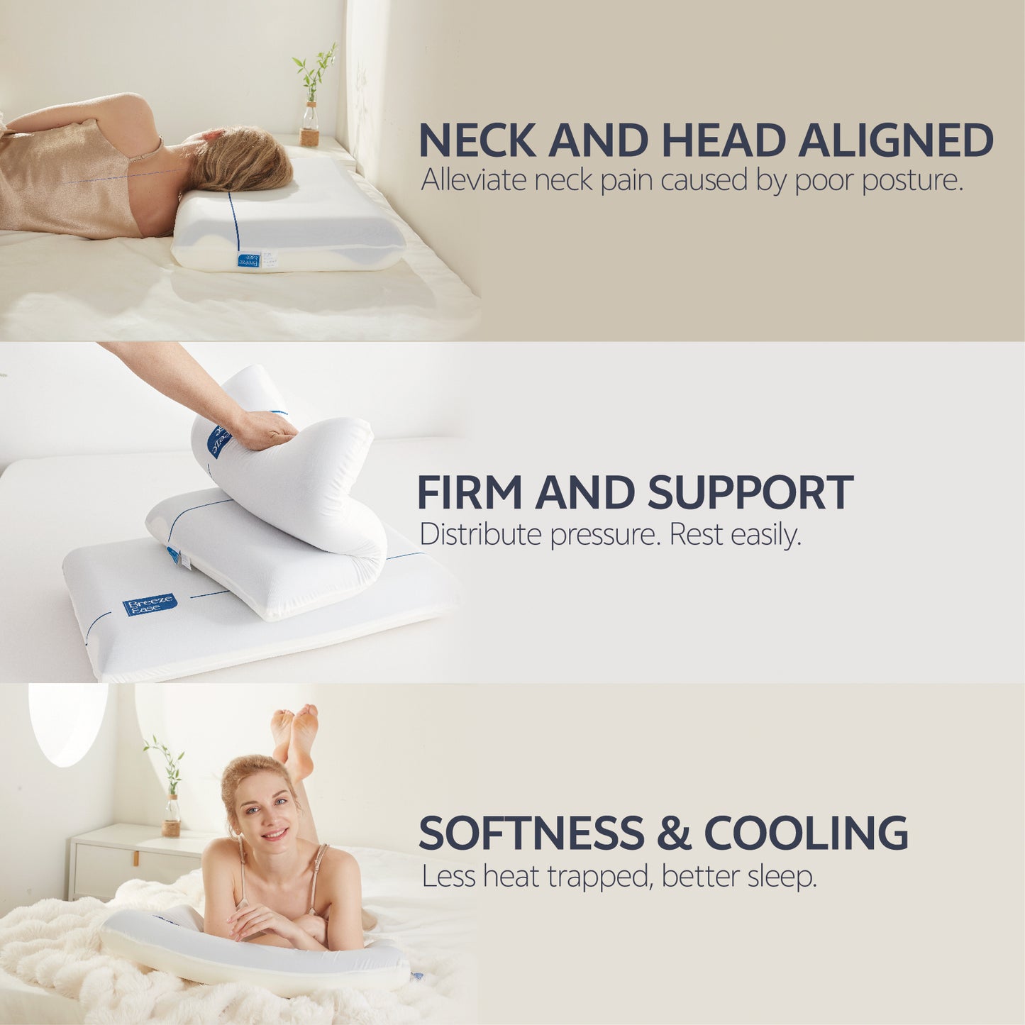 BreezeEase Premium Cool Feeling Memory Foam Pillow