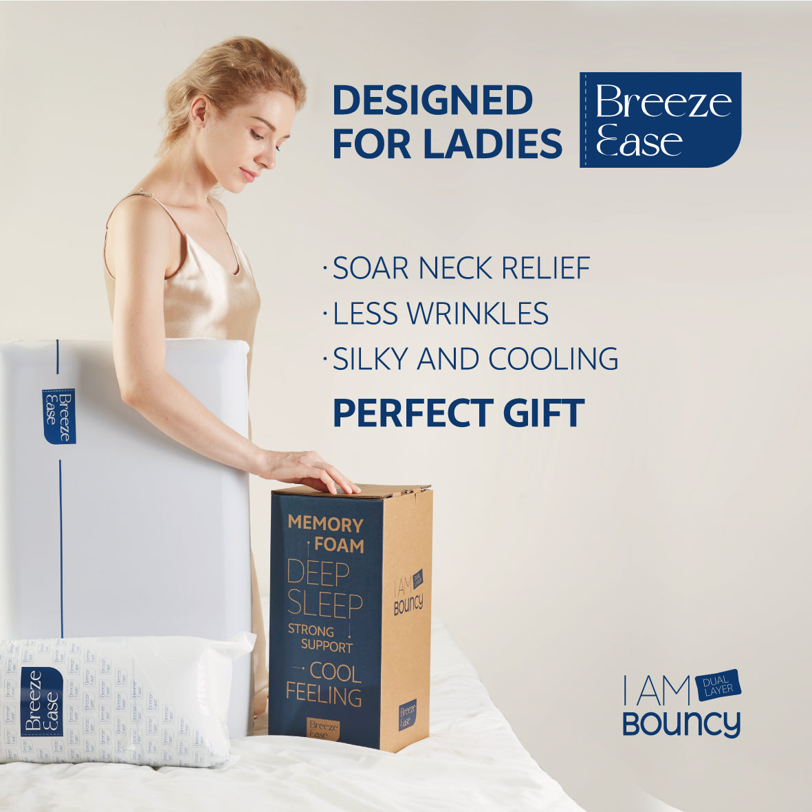 BreezeEase Premium Cool Feeling Memory Foam Pillow